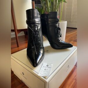 Altuzarra Black Lace-Up Croc Boots